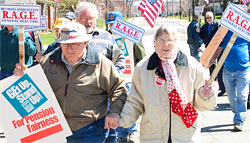 Picture of GE Retirees in Erie during an April rally for pension improvement ...