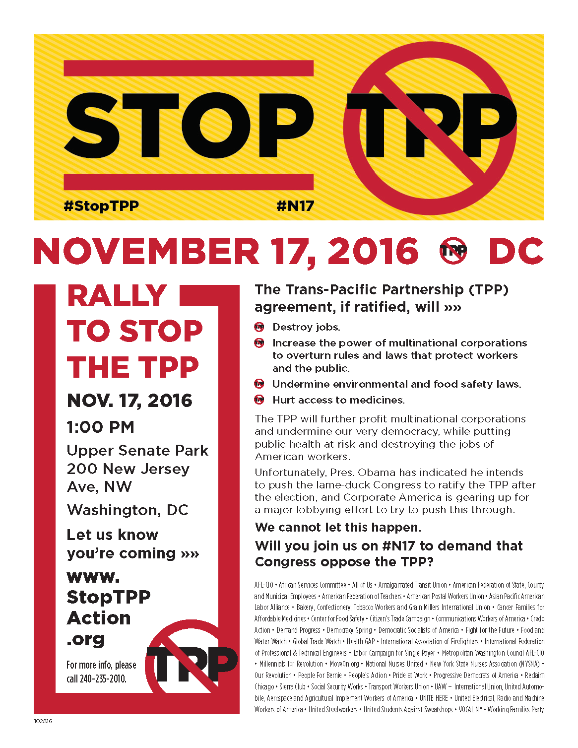Stop the TPP: November 17, 2016 @ DC