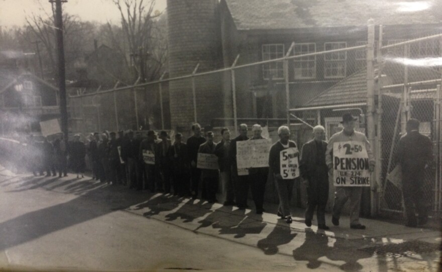 Photo of workers on strike
