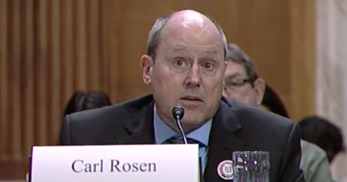 UE General President Carl Rosen testifying at the U.S. Senate.