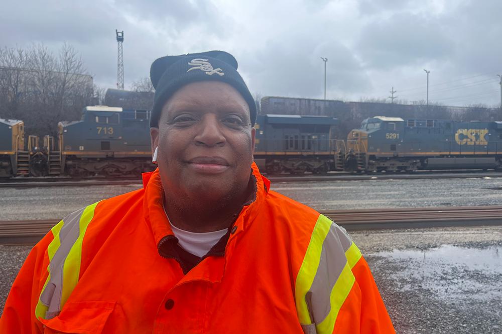 UE Local 1177 President Larry Hopkins at a rail yard