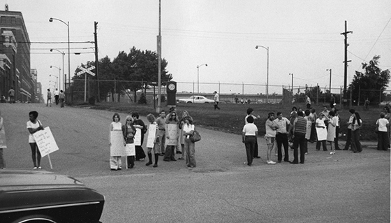 Timekeepers picket East Gate.