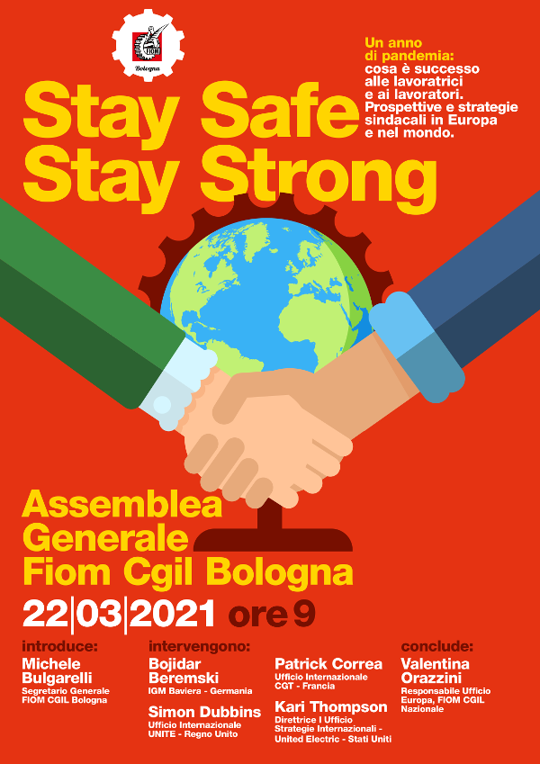  virtual poster announcing FIOM Bologna assembly