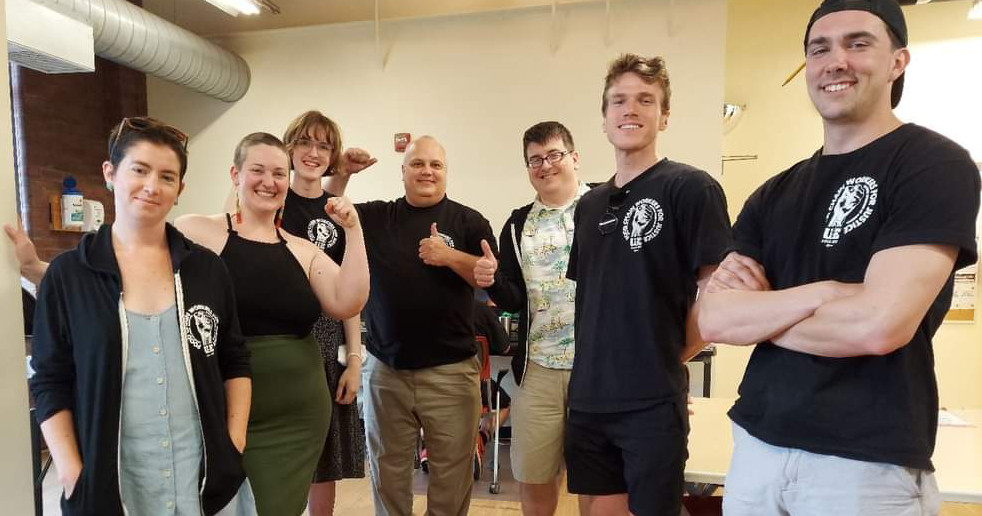 A group of UE Local 203 members who work at City Market in Burlington, VT