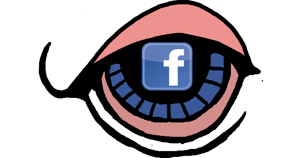 Gran ojo con el logo de Facebook como alumno.